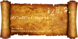 Óvári Henrik névjegykártya